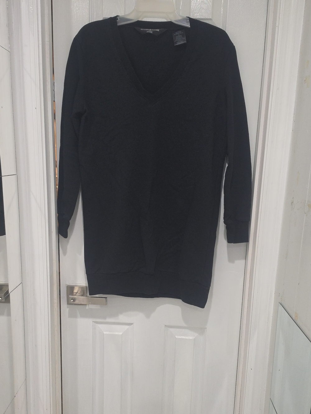 Norma Kamali Black V-Neck Long Sleeve Sweatshirt